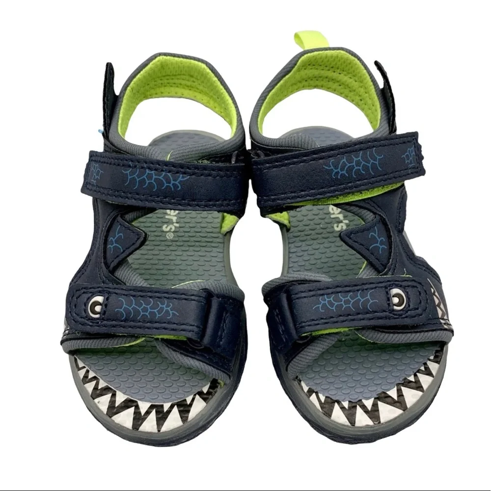 Carter’s Boys Blue Light Up Shark Sandals Toddler Size 5